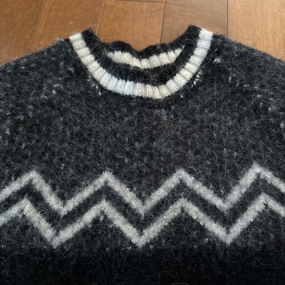American Vintage unbranded Faire Isle Sweater black & gray size XS - Picture 8 of 12